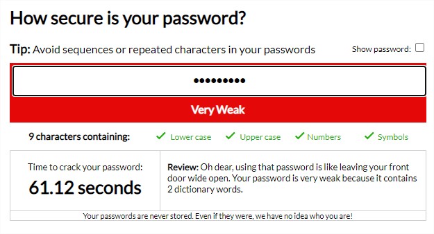 Password Strength Meter - Google Chrome